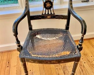 $75 AS IS Vintage cane chair. 22.5" W, 19" D, 33" H. 