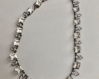 $30 Crystal delicate necklace sterling clasp  14 inches long 