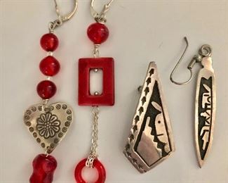 $30  for both $15 each sets mismatched (on purpose earrings )  (Red mismatched earrings SOLD)