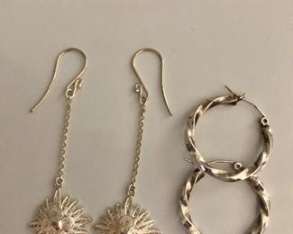 $20 each sterling silver filigree earrings, sterling silver hoop earrings 
