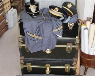 TRUNKS, WEST POINT BAND UNIFORMS (helmet on left was pulled by client)