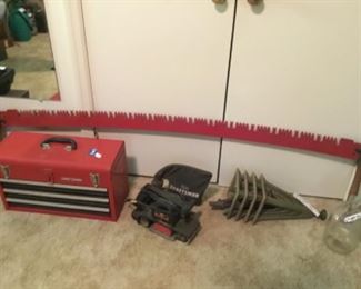 6 ft  two man tree saw, tool boxes.