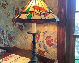 Leaded glass table lamp.