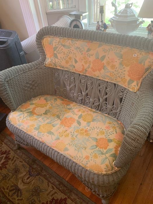 Wicker Grey and floral chair 