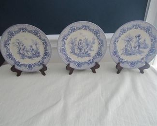 3 BLUE AND WHITE PLATES