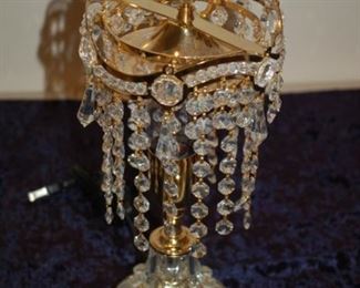 Crystal/brass decorative lamp, 15" H

