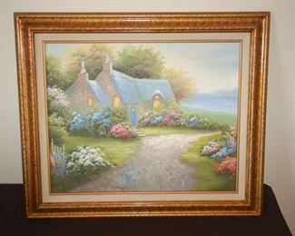 Cottage oil painting		26" W x 22" H
