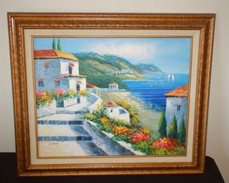 Greece oil painting, R. Terson, 26" W x 22" H
