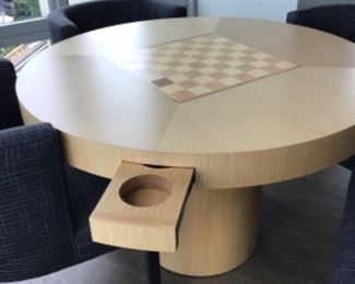 Pristine chess game table /solid wood. Pull outs for drink holder.  never used $1500.  