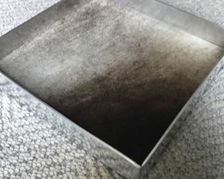 Silver very cool tray linen with cow hide $80