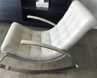 2 NEW -DESIREE “ Kel In“.  Made in Italy. Rocking chair with special processing quilted leather. Metal blade chrome $2500 each ( Quoted by Desiree company $4,816 This chair is currently being made)