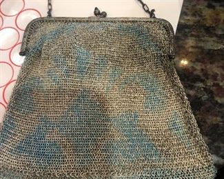 Antique silver mesh purse 