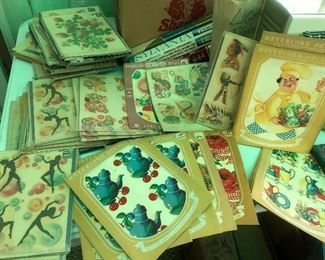 Large selection of antique decals in original packaging 