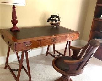 51” wide leather top writing desk by Starbay