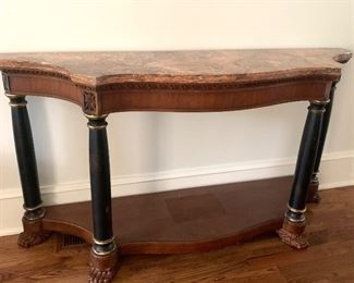 6’ wide marble top console table