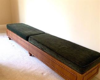 cushioned bench, 8’5” long by 20” deep by 17” high