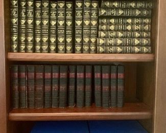 several sets of antique or vintage books
Top shelves: “Messages & Papers of the Presidents”, Bottom shelf: “Photographic History of the Civil War”