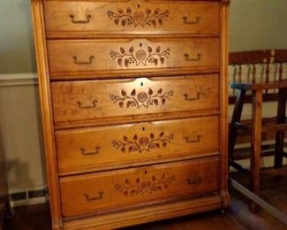Victorian Eastlake tall chest of drawers. C-1890