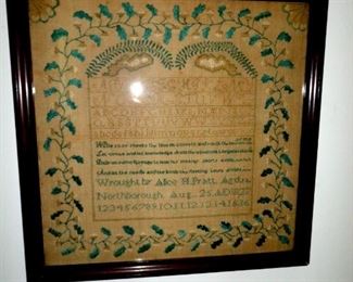 One of several old samplers. This one dated 1827.