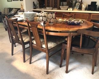 MCM Walnut Dining table & chairs by White Furniture Co