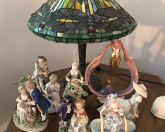 Antique porcelain & Tiffany style Dragonfly lamp 
