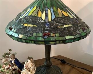 Dragonfly stained glass lamp
