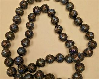 https://www.ebay.com/itm/114327024835	PR3020 USED VINTAGE KNOTTED 30 INCH BLUE CLOSSONNE ENAMEL BEAD NECKLACE 	Auction
