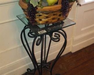 Dining Room wrought iron stand and Decorated Fruit Basket.