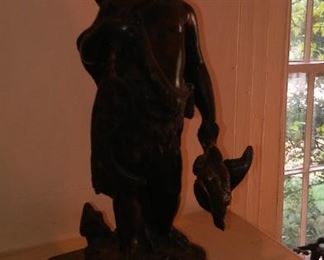 Bronze Sculpture of Young Cupid the Successful Hunter.
