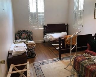 Wonderful chaise lounge, bed, linens