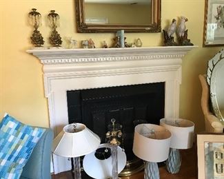 Lamps, lovely Venetian style mirror