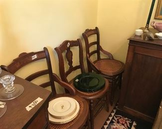 Cane bottom chairs in great condition with Lenox Citation Gold china