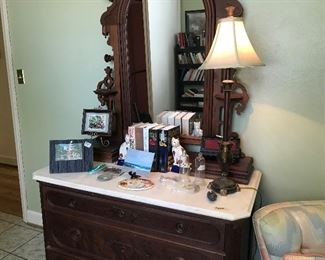 Victorian marble topped dresser with hidden drawer.