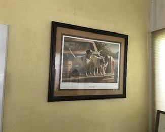 Signed and numbered bird dog print.