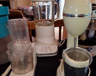 Kitchen Aid blender,, kitchen aid hand mixer,, black and decker hand chopperIi, The Ice Tea Pot, Hamilton Beach milk shake machine