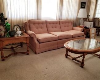 Blush pink sofa - $50 FRIDAY
Coffee table $40 - FRIDAY
Wood side tables $25 - FRIDAY
Chochkies ALL 50% off!