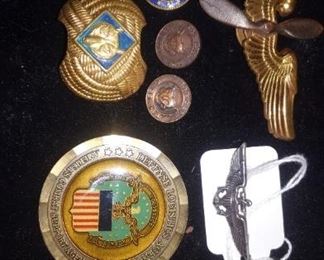 Boy Scout pins.
Military pins. 