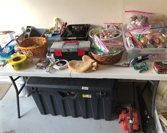 Some tools, Ornaments, Chainsaw, Saw, Large Storage Container