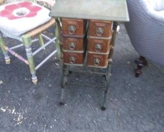 Antique sewing notion stand