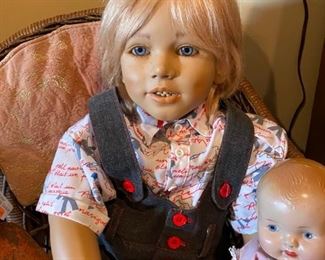 Annette Himstedt Kasimir boy doll #1146 with small composition baby doll