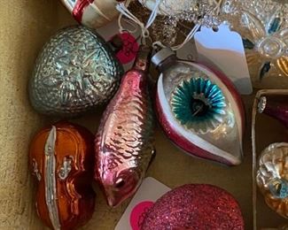 Some of the vintage Christmas ornaments.