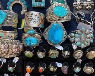 An array of some of the terrific Native American jewelry.