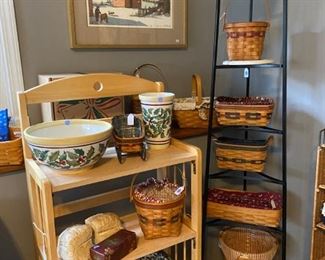 More Longaberger baskets, great farm  artwork, and cute folding shelves