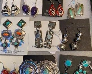 Native American earrings - most are signed by the artist
