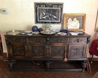Carved antique sideboard