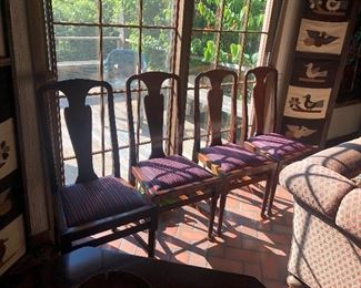 Set of 4 good old heavy antique chairs