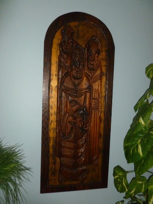 Very neat carved wood religious wall decoration