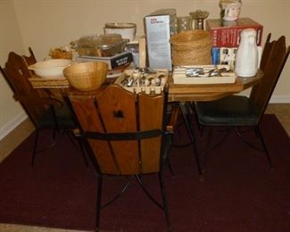 Unique wrought iron & wood kitchen table & chairs