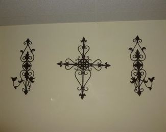 Iron candle holders and cross