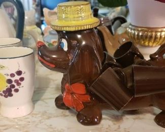 vintage decanter with cups